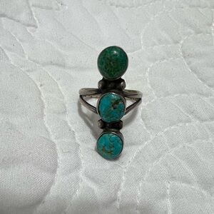 Triple Stone Turquoise Ring Size 8